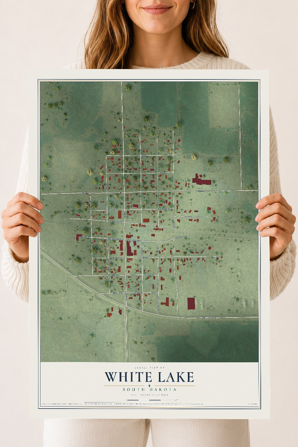 Map of White Lake, South Dakota, 18 x 24 inch unframed archival matte print