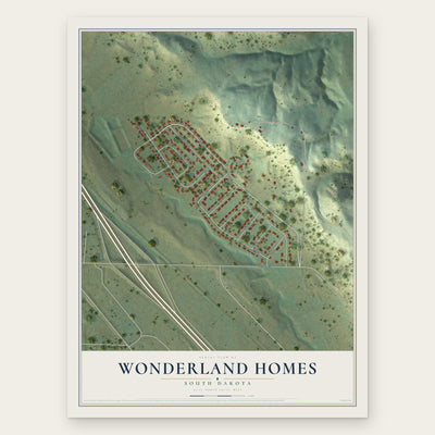 Wonderland Homes, South Dakota map print, the full design