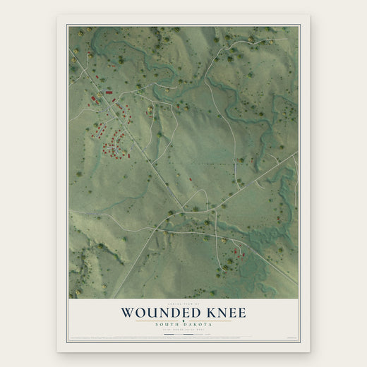Wounded Knee, South Dakota map print, the full design
