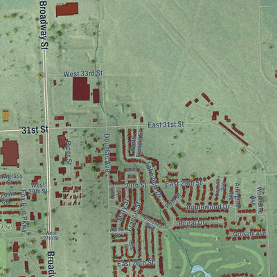 Second close-up of the map of Yankton, South Dakota print showing more streets and buildings