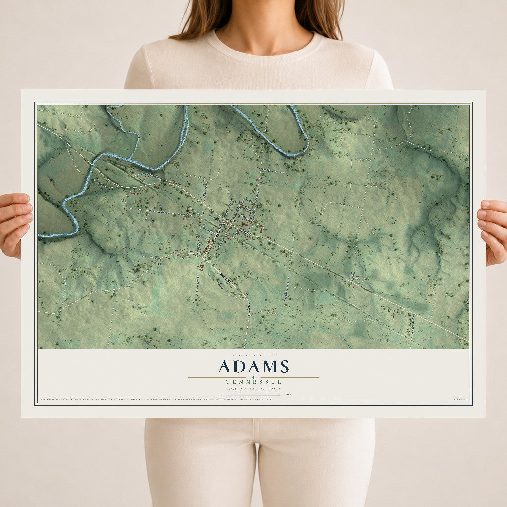 Map of Adams, Tennessee, 18 x 24 inch unframed archival matte print