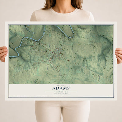Map of Adams, Tennessee, 18 x 24 inch unframed archival matte print