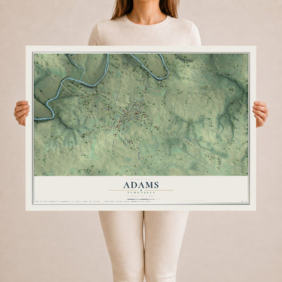 Map of Adams, Tennessee, 24 x 36 inch unframed archival matte print