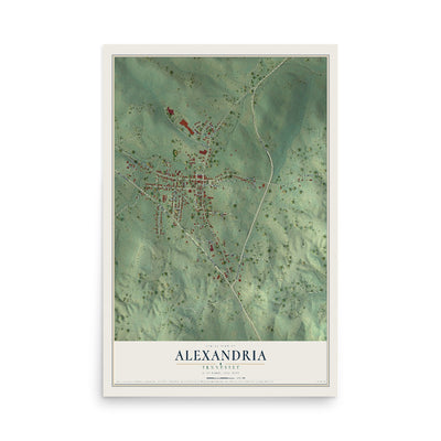 Map of Alexandria, Tennessee, 12 x 18 inch unframed archival matte print