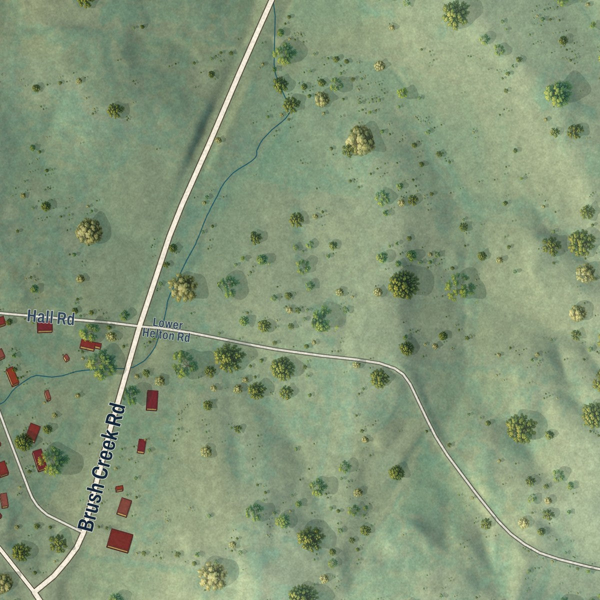 Second close-up of the map of Alexandria, Tennessee print showing more streets and buildings