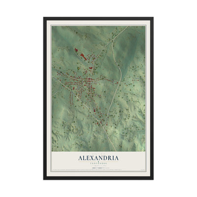 Map of Alexandria, Tennessee, 12 x 18 inch print in a black wood frame