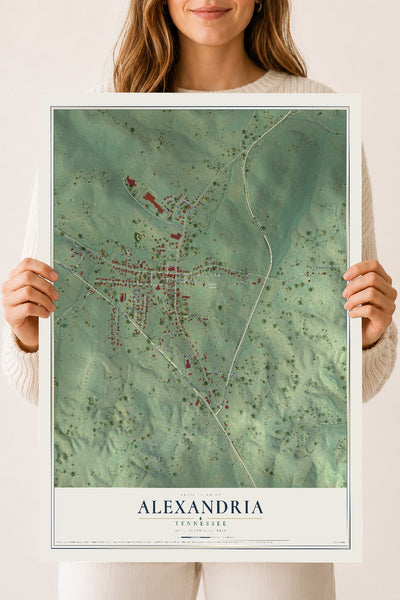Map of Alexandria, Tennessee, 18 x 24 inch unframed archival matte print
