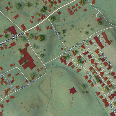 Close-up of the map of Andersonville, Tennessee print showing street and building detail