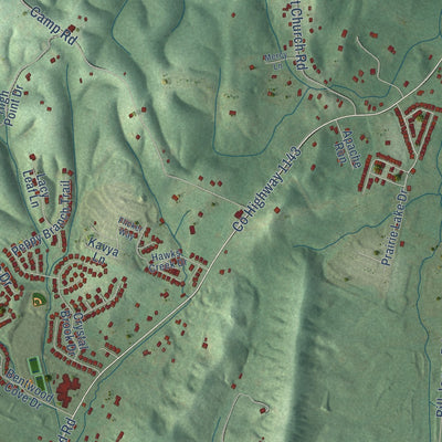 Close-up of the map of Apison, Tennessee print showing street and building detail