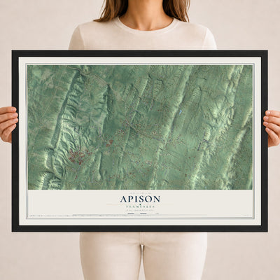 Map of Apison, Tennessee, 18 x 24 inch print in a black wood frame