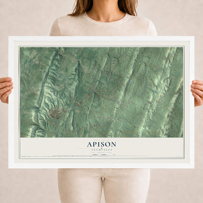 Map of Apison, Tennessee, 18 x 24 inch print in a white wood frame
