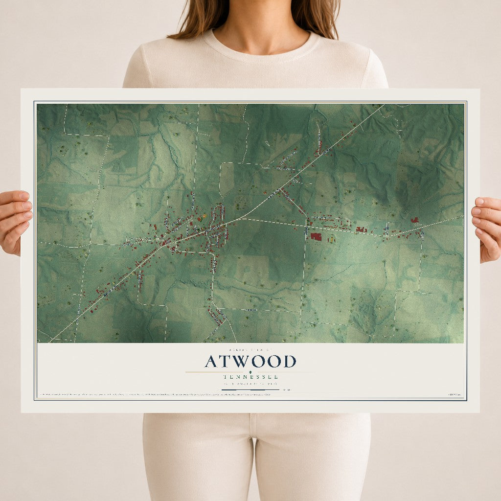 Map of Atwood, Tennessee, 18 x 24 inch unframed archival matte print