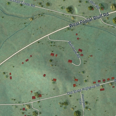 Second close-up of the map of Auburntown, Tennessee print showing more streets and buildings