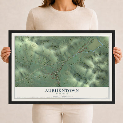 Map of Auburntown, Tennessee, 12 x 18 inch print in a black wood frame