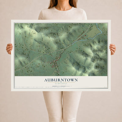 Map of Auburntown, Tennessee, 24 x 36 inch unframed archival matte print