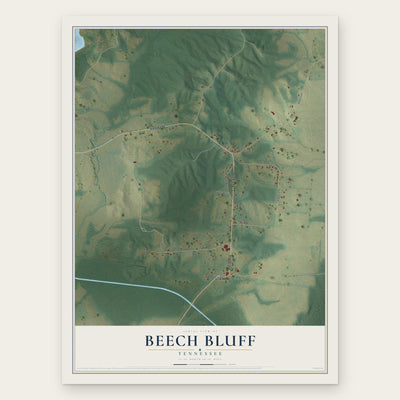 Beech Bluff, Tennessee map print, the full design