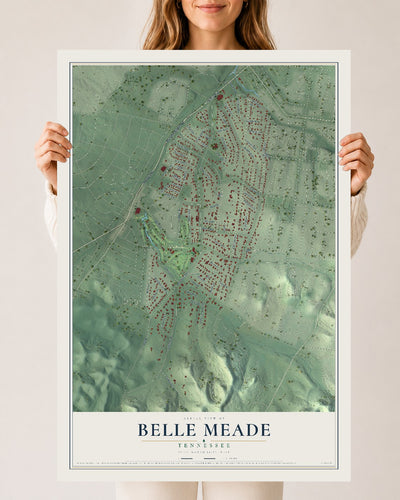 Map of Belle Meade, Tennessee, 24 x 36 inch unframed archival matte print