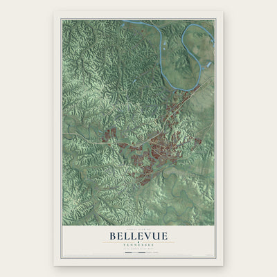 Bellevue, Tennessee map print, the full design