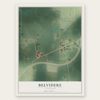 Belvidere, Tennessee map print, the full design