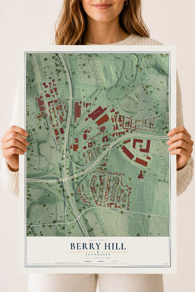 Map of Berry Hill, Tennessee, 18 x 24 inch unframed archival matte print