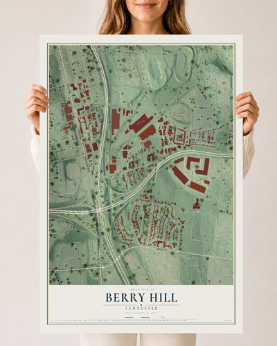 Map of Berry Hill, Tennessee, 24 x 36 inch unframed archival matte print