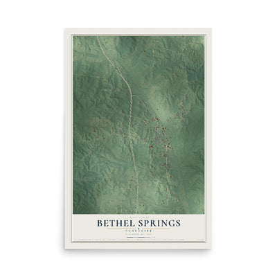 Map of Bethel Springs, Tennessee, 12 x 18 inch unframed archival matte print