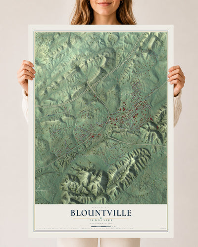 Map of Blountville, Tennessee, 24 x 36 inch unframed archival matte print