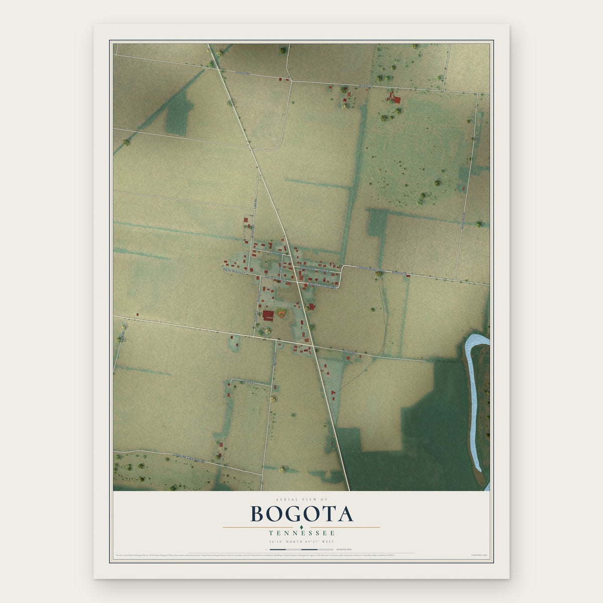 Bogota, Tennessee map print, the full design