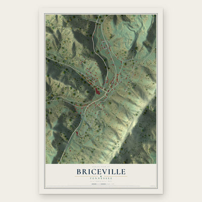 Briceville, Tennessee map print, the full design