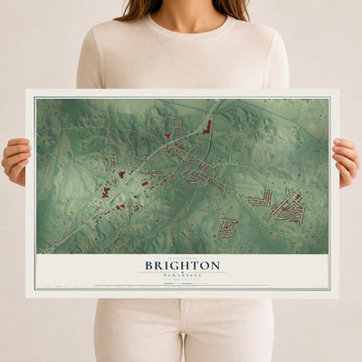 Map of Brighton, Tennessee, 12 x 18 inch unframed archival matte print