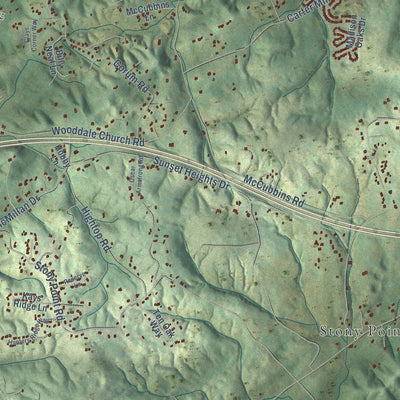Close-up of the map of Carter, Knox County, Tennessee print showing street and building detail