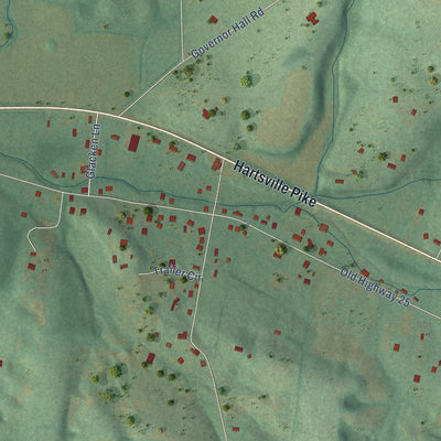 Close-up of the map of Castalian Springs, Tennessee print showing street and building detail