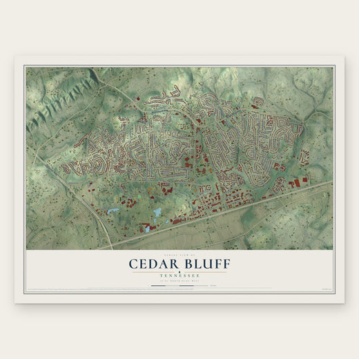 Cedar Bluff, Tennessee map print, the full design