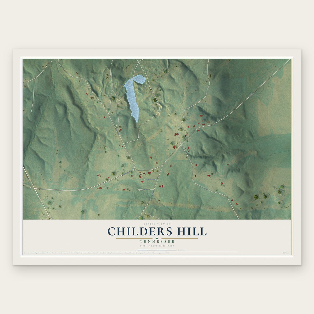 Childers Hill, Tennessee map print, the full design