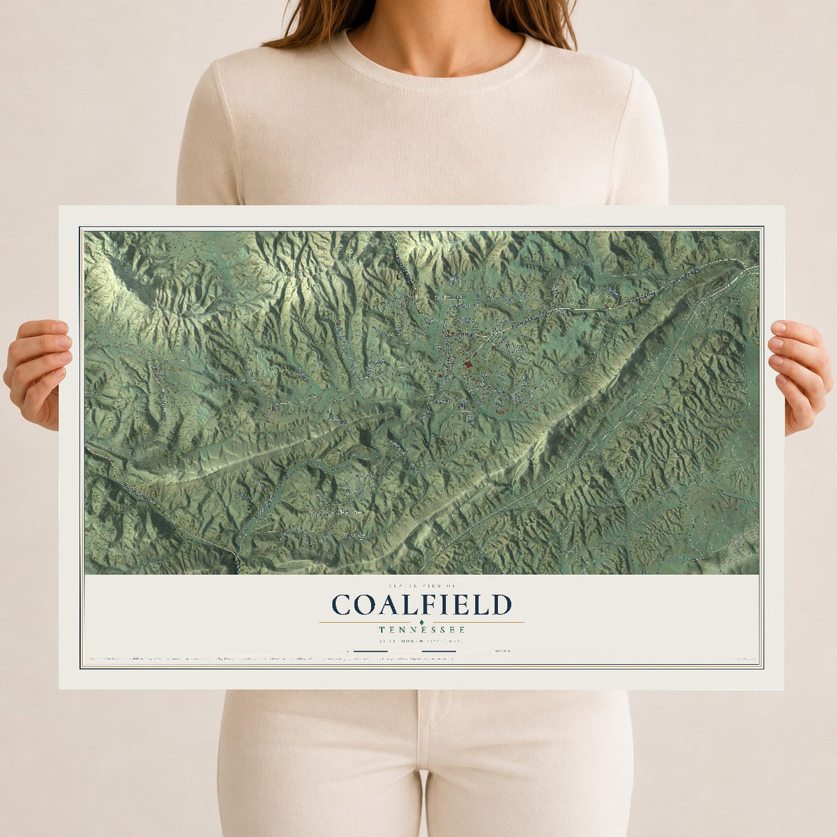 Map of Coalfield, Tennessee, 12 x 18 inch unframed archival matte print