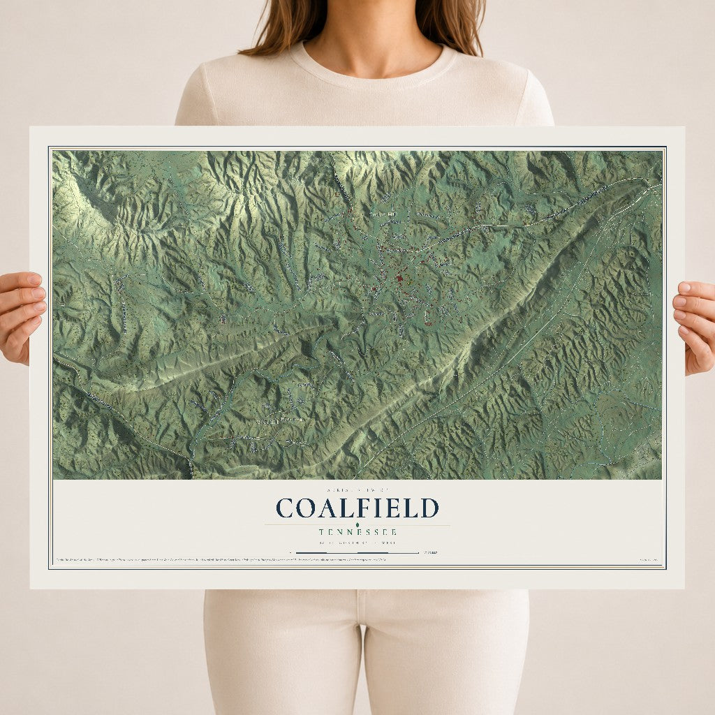 Map of Coalfield, Tennessee, 18 x 24 inch unframed archival matte print