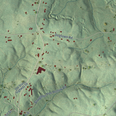 Second close-up of the map of Coalmont, Tennessee print showing more streets and buildings