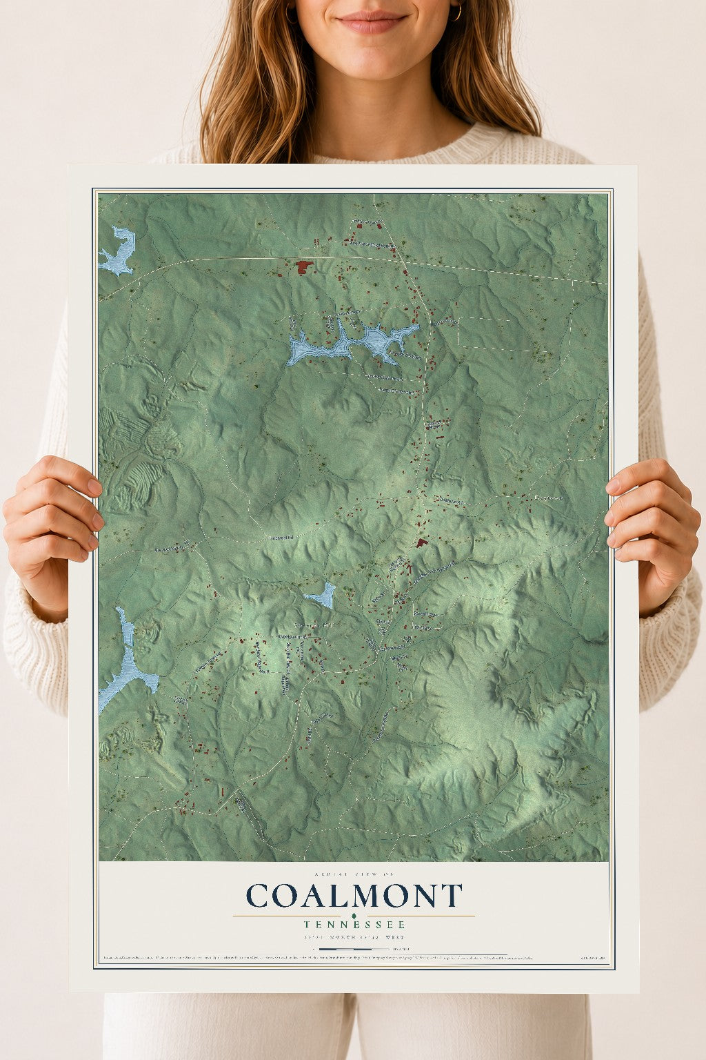 Map of Coalmont, Tennessee, 18 x 24 inch unframed archival matte print