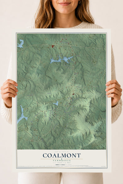 Map of Coalmont, Tennessee, 18 x 24 inch unframed archival matte print