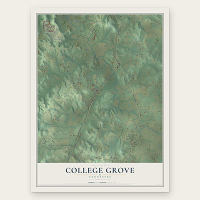 College Grove, Tennessee map print, the full design