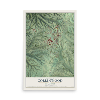 Map of Collinwood, Tennessee, 12 x 18 inch unframed archival matte print