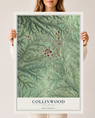 Map of Collinwood, Tennessee, 24 x 36 inch unframed archival matte print