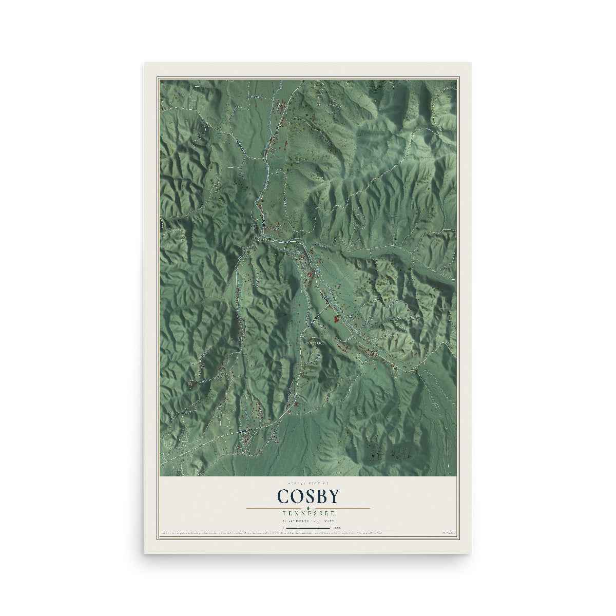 Map of Cosby, Tennessee, 12 x 18 inch unframed archival matte print