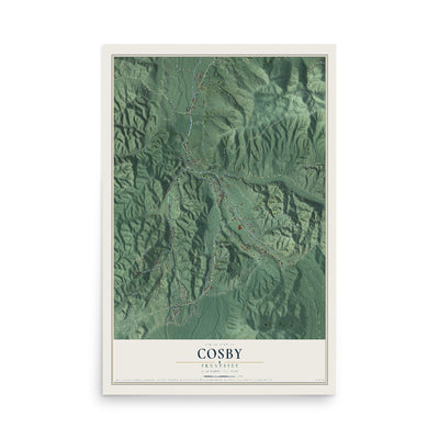 Map of Cosby, Tennessee, 12 x 18 inch unframed archival matte print