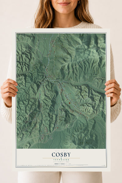 Map of Cosby, Tennessee, 18 x 24 inch unframed archival matte print