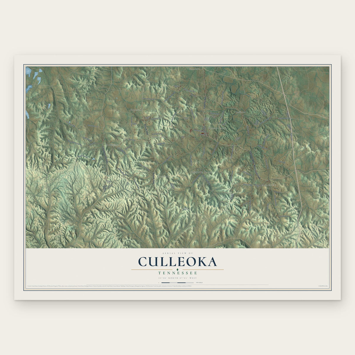 Culleoka, Tennessee map print, the full design