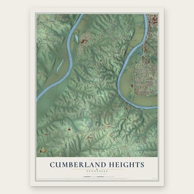 Cumberland Heights, Tennessee map print, the full design