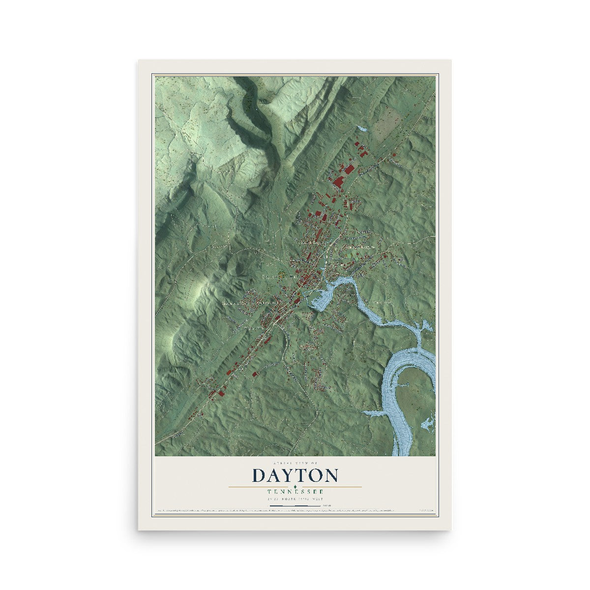 Map of Dayton, Tennessee, 12 x 18 inch unframed archival matte print