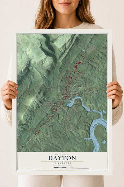 Map of Dayton, Tennessee, 18 x 24 inch unframed archival matte print