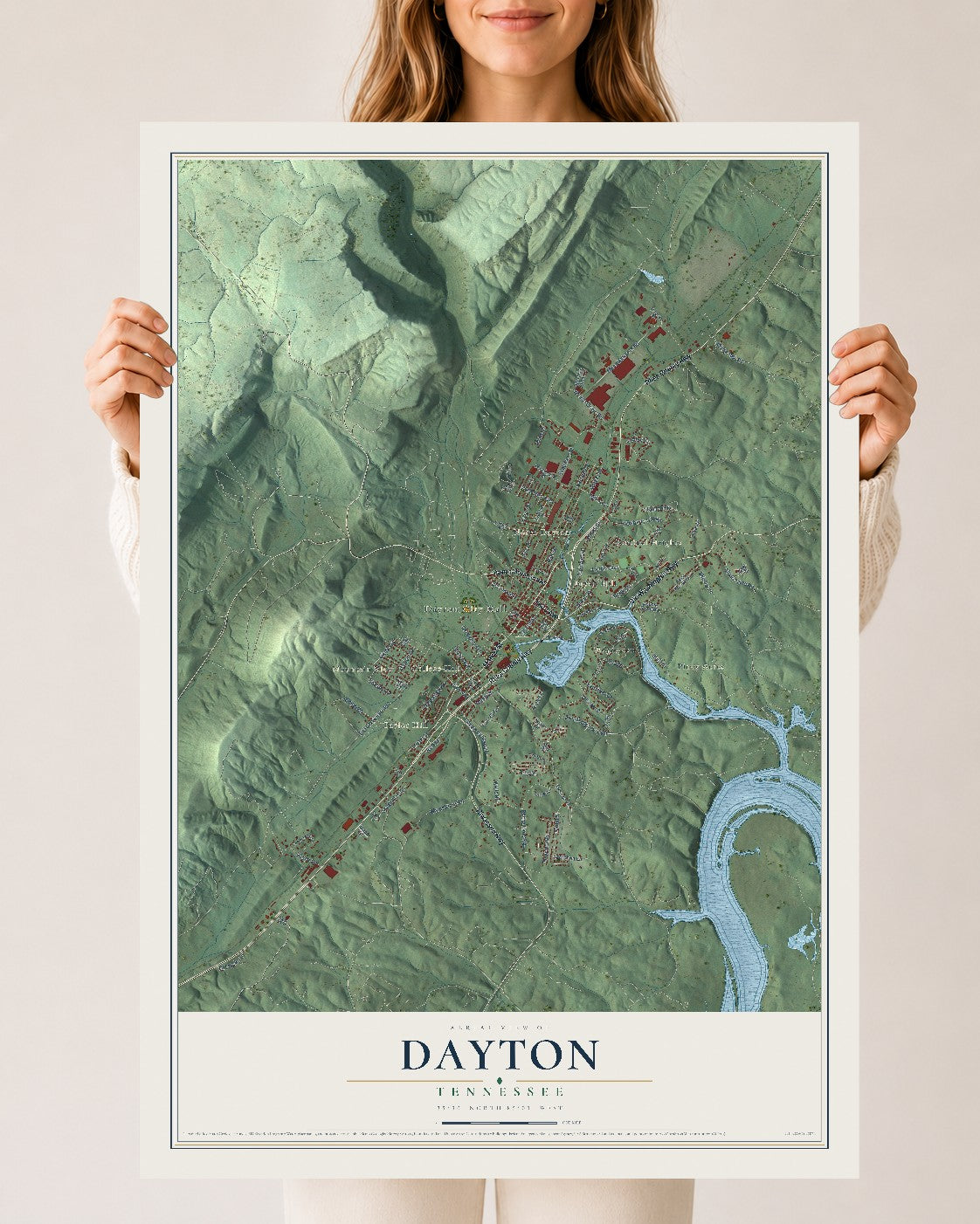 Map of Dayton, Tennessee, 24 x 36 inch unframed archival matte print